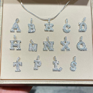 Dây chuyền bạc mặt chữ cái đính đá sang trọng đơn giản dành cho nam nữ - Trang Sức MINA JEWELRY