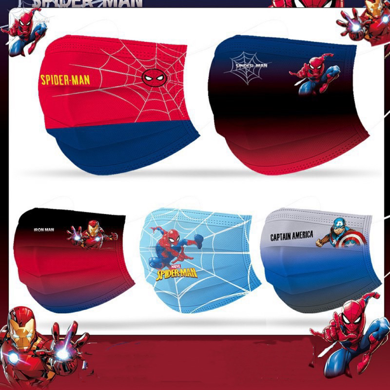 Hàng Sẵn - Túi 10 Cái Khẩu Trang Y Tế Siêu Anh Hùng - Spiderman Cho Bé 4-8 Tuổi