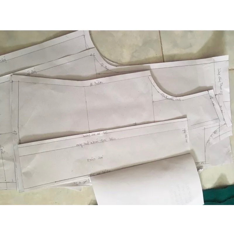 Rập giấy thiết kế, Rập giấy đầm váy nữ hai dây ôm eo tùng xếp ly xoè  hai bên, Rập giấy cắt sẵn