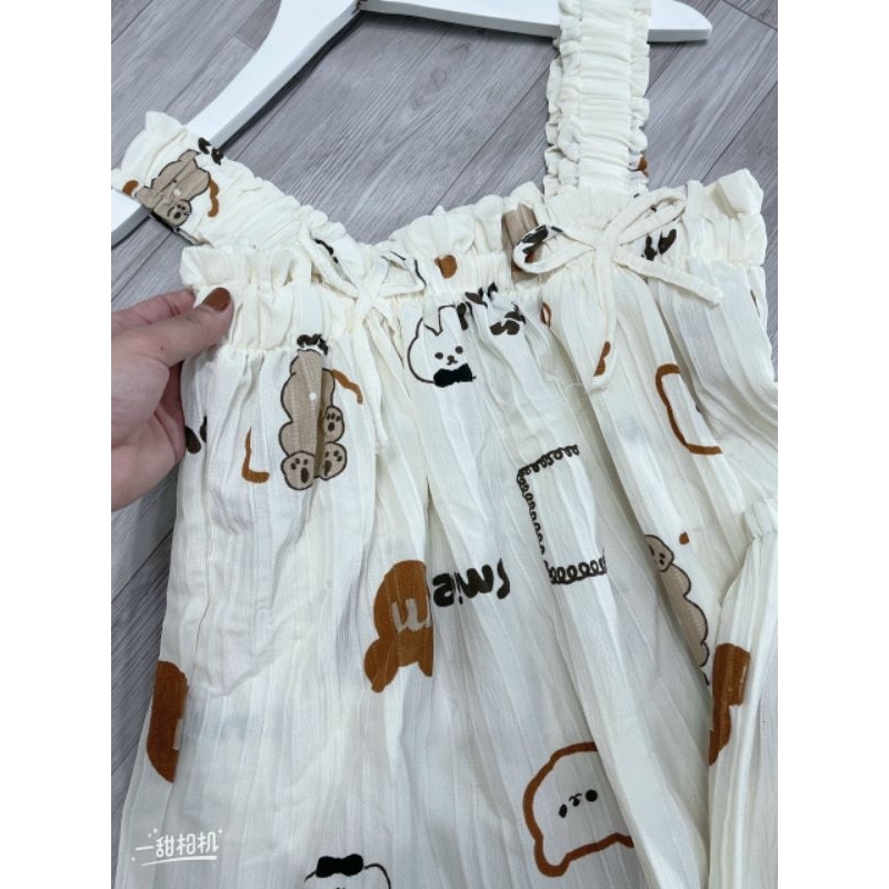 Mã BN01Bộ Đùi Ngủ Xốp Gân Hình Cổ Vuông tay bèo.