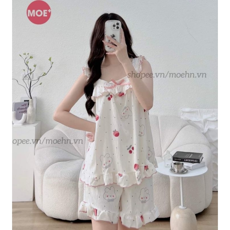 Mã BN01Bộ Đùi Ngủ Xốp Gân Hình Cổ Vuông tay bèo.