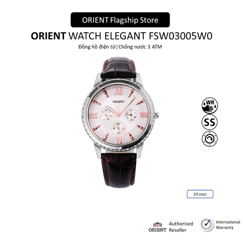 Đồng hồ nữ Orient Watch Vintage FSW03005W0 mặt kính mineral chống xước, đính đá, dây da đeo tay cao cấp chính hãng