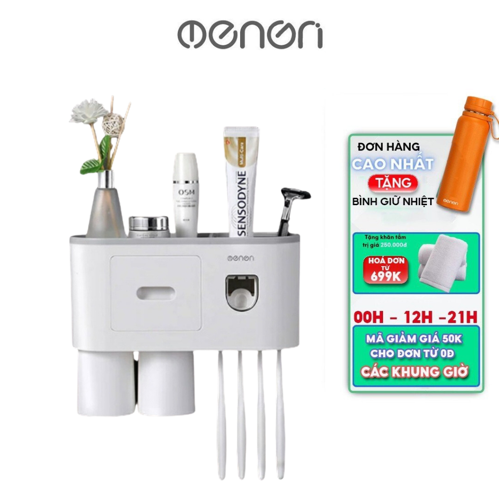 Kệ Nhả Kem Đánh Răng Tự Động OENON Chính Hãng Chất Liệu Nhựa ABS Lắp Đặt Dán Tường Gạch Men