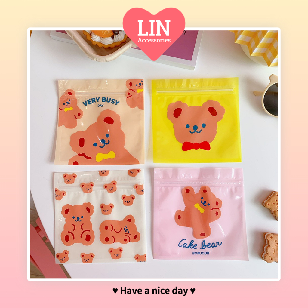 Túi Zip Mini Bag Nhựa Trong Suốt LIN Đựng Quà Tặng, Scrunchies, Kẹp Tóc Xinh Xắn