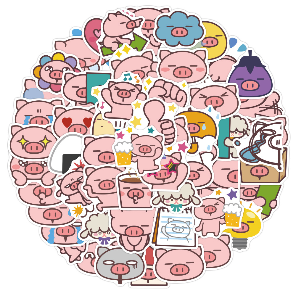 Sticker lợn hồng hoạt hình cute trang trí mũ bảo hiểm,guitar,ukulele,điện thoại,sổ tay,laptop