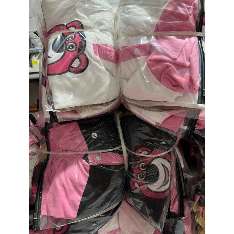 Set Bộ Áo Thun Polo Gấu Dâu Viền Kiểu + Quần Short Đùi