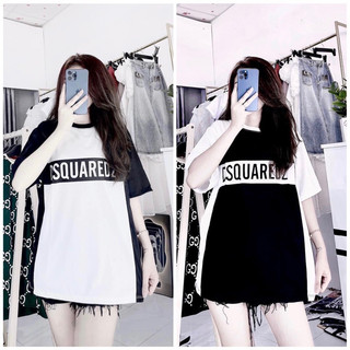 Áo phông cotton tay lỡ phối DSQUARED2 siêu hot