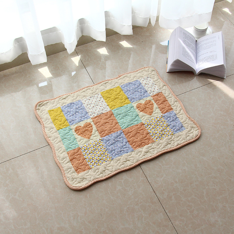 Thảm chùi chân nhà bếp, nhà tắm, thảm cotton 100%  siêu thấm hút, thảm quilt, có lớp trống trượt bên dưới