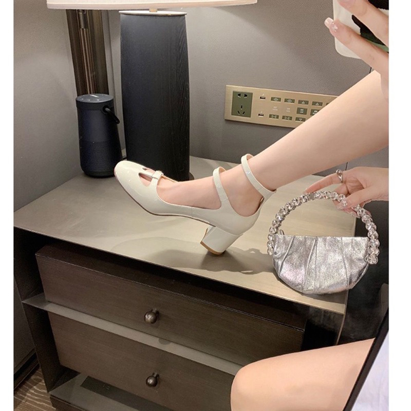 🦋TrangBi💎 Giày cao gót vuông nữ dáng tiểu thư ôm gọn chân da siêu mềm