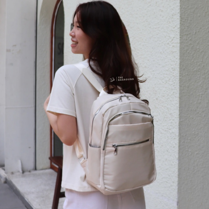 BALO NỮ - CHÂT VẢI OXFORD CAO CẤP - CHỐNG NƯỚC - MÀU KEM & ĐEN - VỪA LAP 13.3 INCHES - ĐI HỌC ĐI CHƠI HS SV