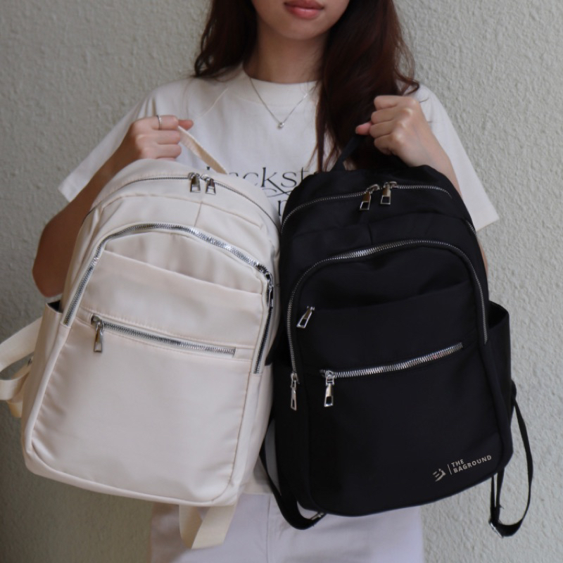 BALO NỮ - CHÂT VẢI OXFORD CAO CẤP - CHỐNG NƯỚC - MÀU KEM & ĐEN - VỪA LAP 13.3 INCHES - ĐI HỌC ĐI CHƠI HS SV