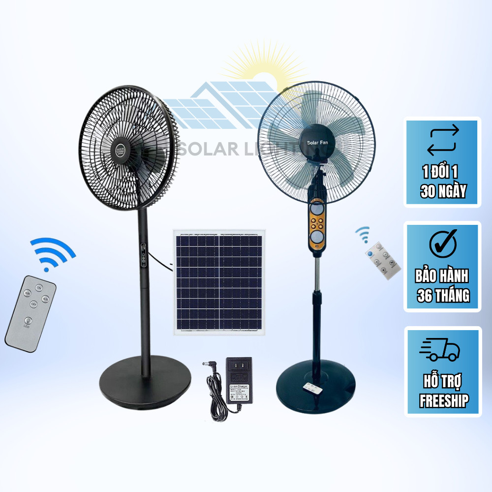 Quạt Tích Điện Năng Lượng Mặt Trời Loại Quạt 3 Cấp Tốc Độ Siêu Mát, SIêu Tiết Kiệm Điện, Không Gây Tiếng Ồn Kèm Remote
