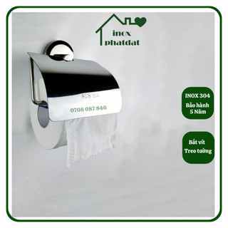 Hộp đựng giấy vệ sinh Inox 304 PHÁT ĐẠT không rỉ sét, hộp giấy vệ sinh bắt tường cuộn có lỏi (SP084)