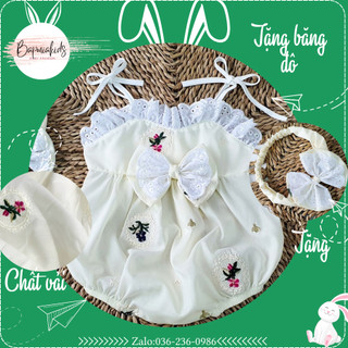 Bộ bodysuit cho bé sơ sinh 2 dây thoáng mát tặng kèm tua ban   bé gái 💓FREESHIP 💓( QUÀ ĐẦY THÁNG - thôi nôi cho bé)