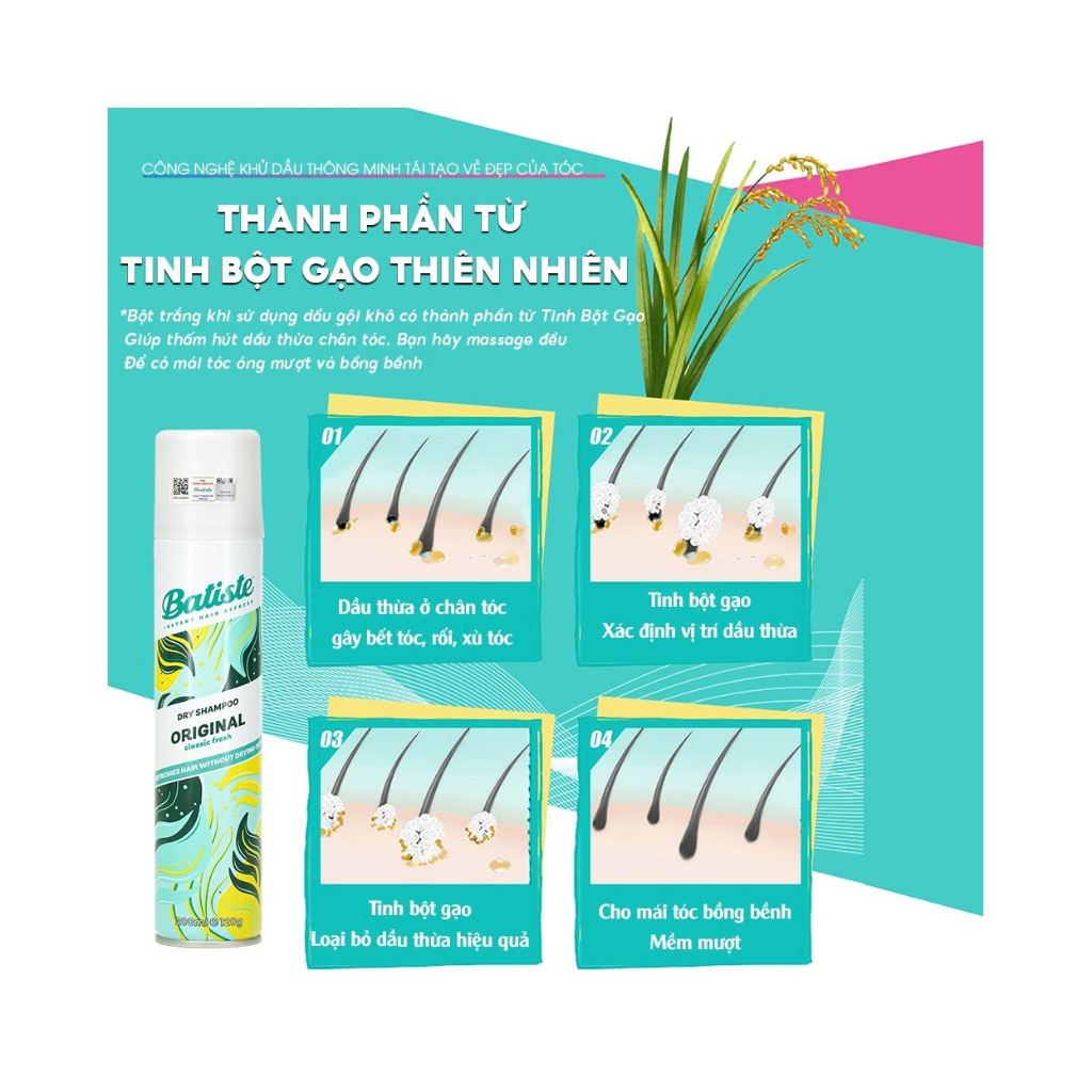 Dầu Gội Khô Batiste Dry Shampoo (50ml/200ml)