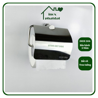 Hộp đựng giấy vệ sinh Inox 304 PHÁT ĐẠT không rỉ sét, hộp giấy vệ sinh gắn tường cuộn có lỏi, hộp giấy đế âm (SP085)