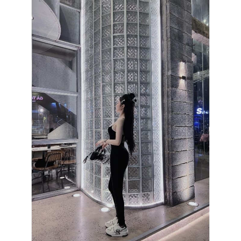 Jump Hai Dây Viền Trắng Cổ V Liền Quần Dài Ôm Body Sexy - Tiểu Thư Bánh Bèo Cute Sang Chảnh Hot Trend Dạo Phố Xinh Xắn