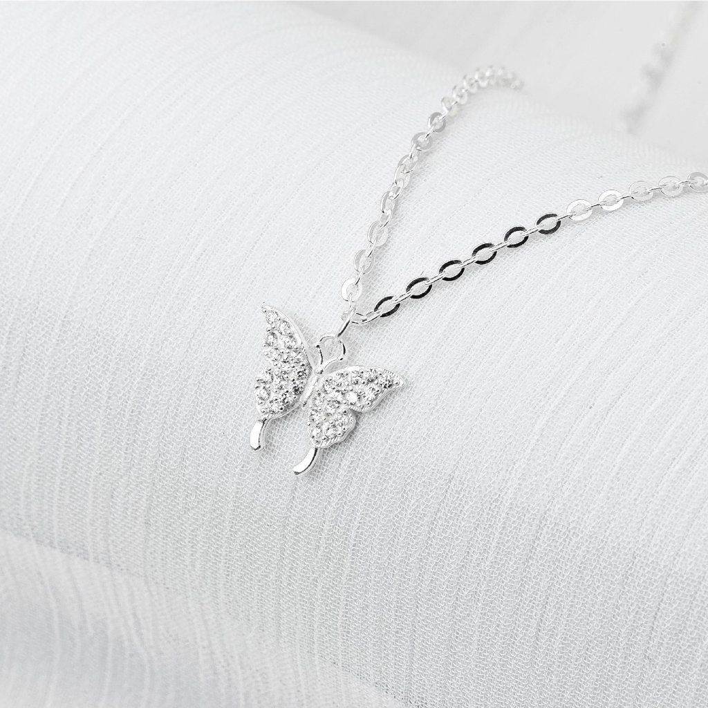 Dây chuyền bạc nữ HELINO hình bướm đính đá Butterfly Necklace trang sức phụ kiện thời trang tinh tế C08