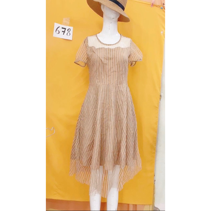 đầm lưới sọc lót voan size M/L.S678