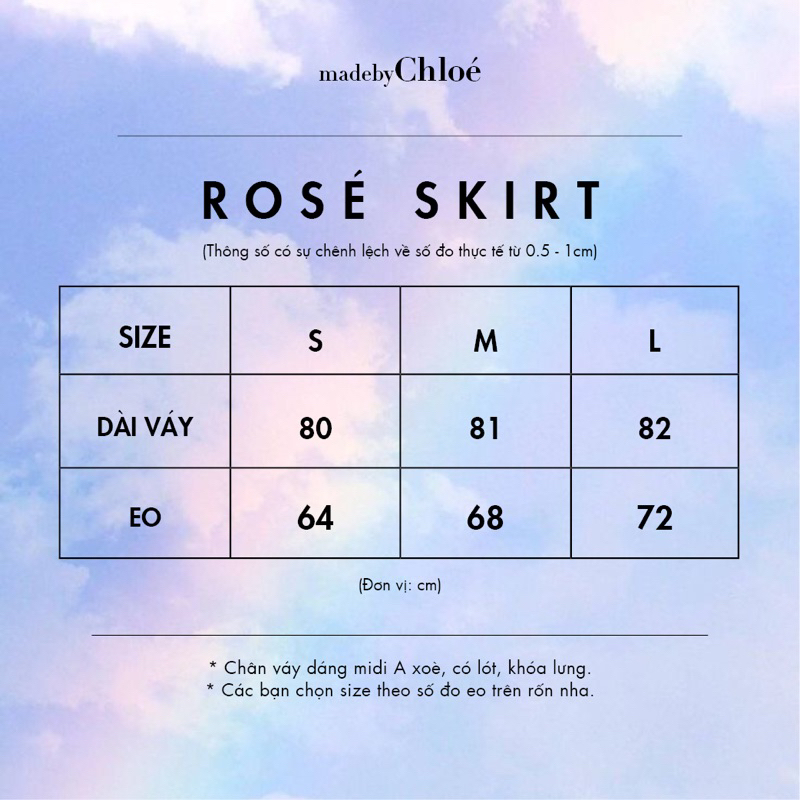 MadebyChloé - Chân váy xoè midi hoa hồng nổi ROSÉ SKIRT - Thiết kế cao cấp