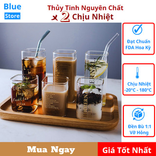 Cốc thủy tinh vuông chịu nhiệt, ly vuông thủy tinh pha trà, cafe, trà sữa - BlueStore