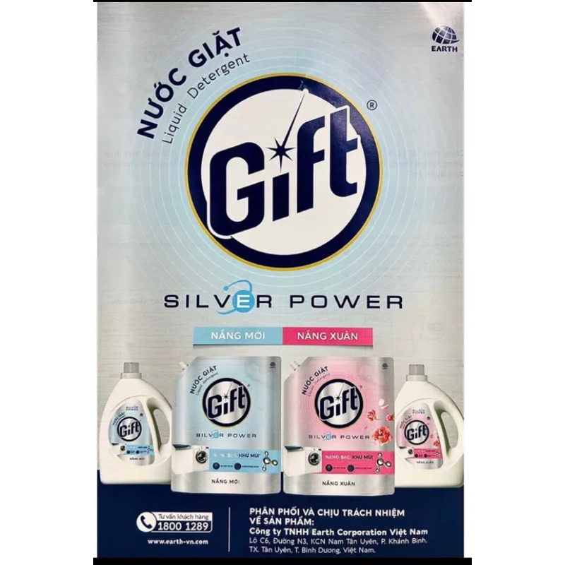 Nước giặt Gift Công Nghệ Khử Mùi NaNo Bạc