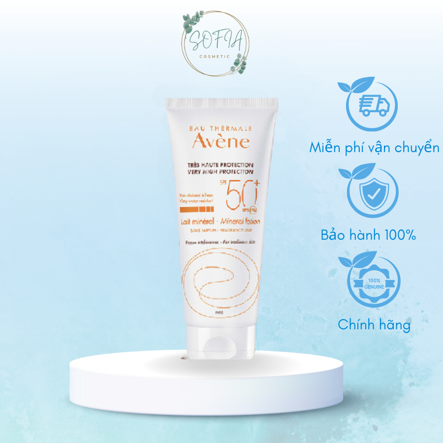 Kem chống nắng vật lý cho da thường nhạy cảm AVÈNE Very High Protection Mineral Lotion SPF 50+ 100ml