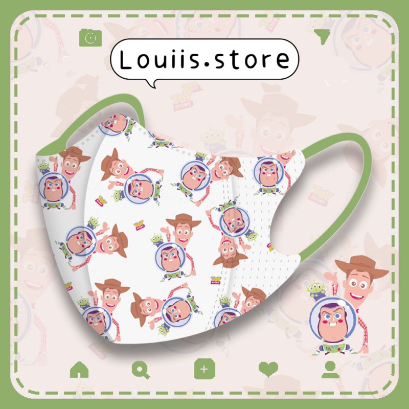 Khẩu trang 3D hoạt hình dễ thương, in hình họa tiết người lớn Louiis.store