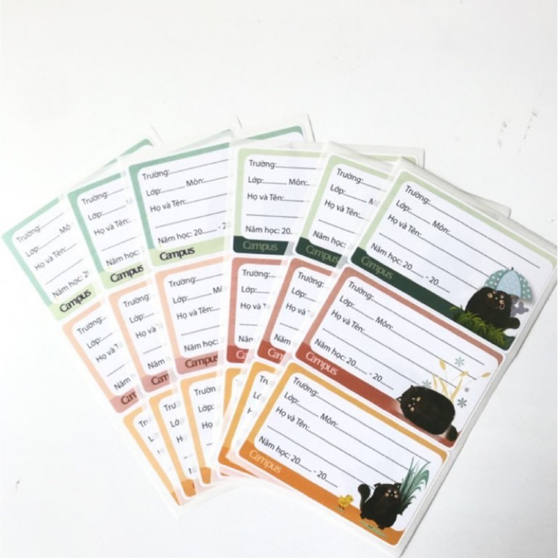 Túi 18 nhãn vở cao cấp Campus Meow