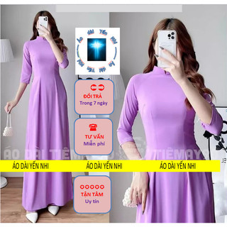 Áo Dài Lụa Nhật Màu Tím hoa cà Trẻ Trung Cho Các Bạn Nữ