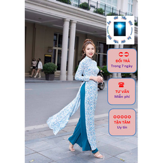 Áo dài hoa nhí chất liệu nhật in 3D siêu đẹp
