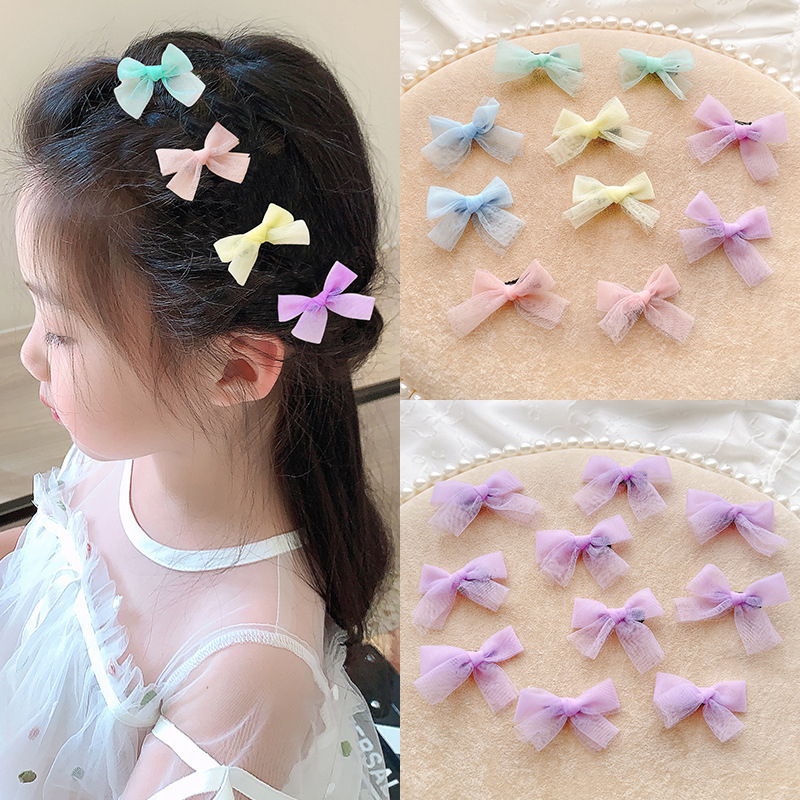 Set 2 kẹp nơ voan mini công chúa bé gái dễ thương Tatitava