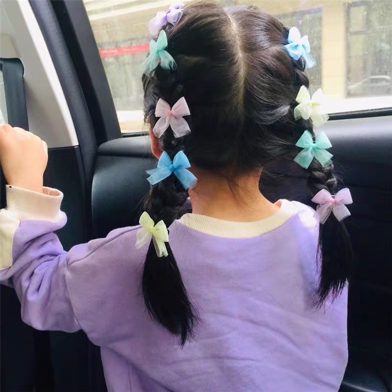 Set 2 kẹp nơ voan mini công chúa bé gái dễ thương Tatitava