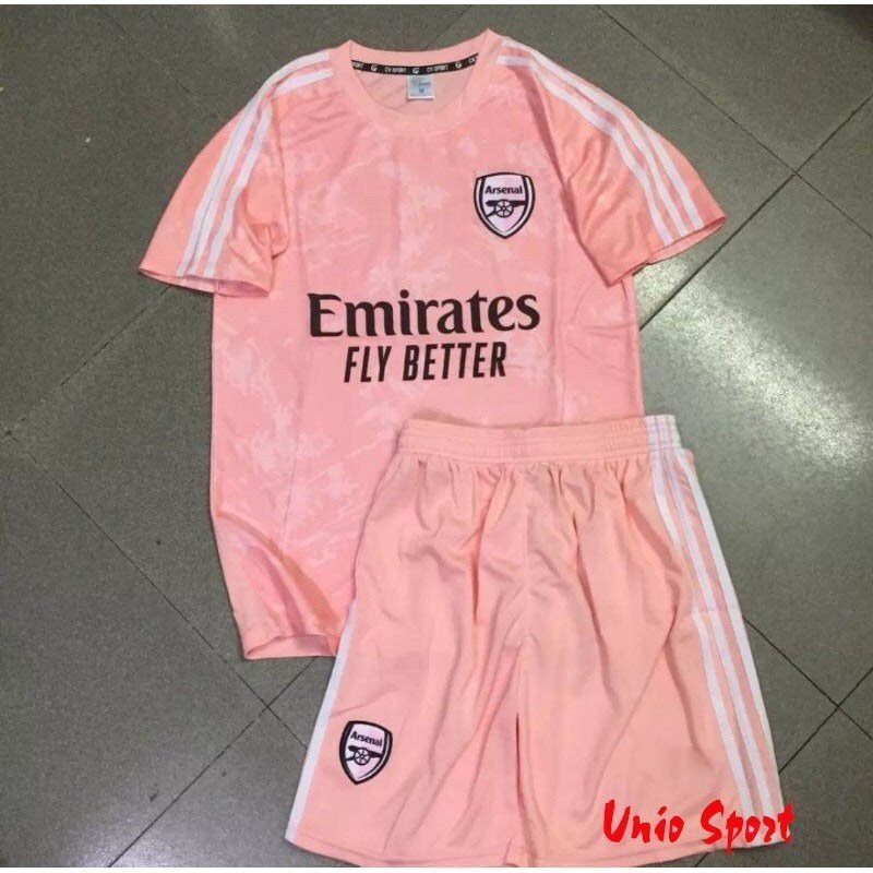 Bộ áo đá bóng in tên - Áo bóng đá Arsenal hồng - bộ đá banh in tên theo yêu cầu -hàng thun lạnh cao cấp