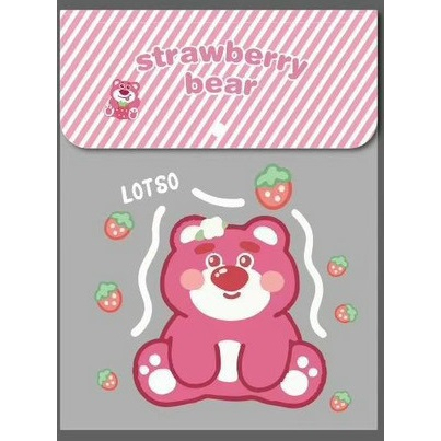 Bìa nút dọc đựng hồ sơ tài liệu Magic A4 hình gấu dâu hồng Lotso