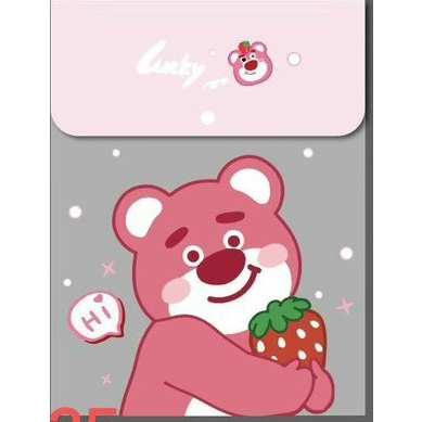 Bìa nút dọc đựng hồ sơ tài liệu Magic A4 hình gấu dâu hồng Lotso