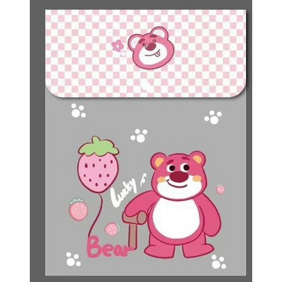 Bìa nút dọc đựng hồ sơ tài liệu Magic A4 hình gấu dâu hồng Lotso