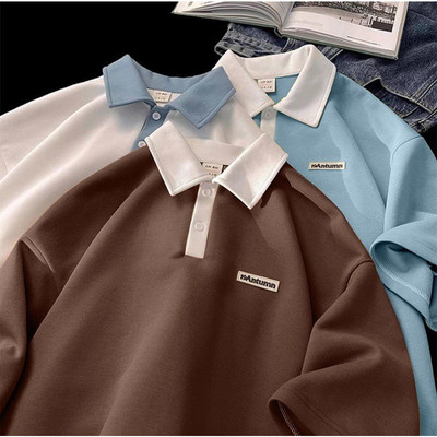 Áo Polo Nam Nữ phối logo 19AUTUMN NAD Unisex - Áo Cổ Bẻ Tay Lỡ Chất Liệu cotton cá sấu Trẻ Trung, Cá Tính,năng động
