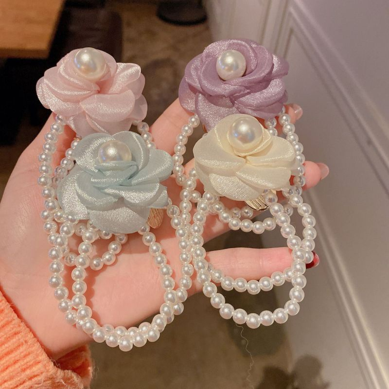 Dây Buộc Tóc Cao Su Vải Hình Hoa Phong Cách Nhật Hàn Mới Cho Nữ