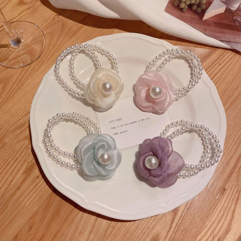 Dây Buộc Tóc Cao Su Vải Hình Hoa Phong Cách Nhật Hàn Mới Cho Nữ