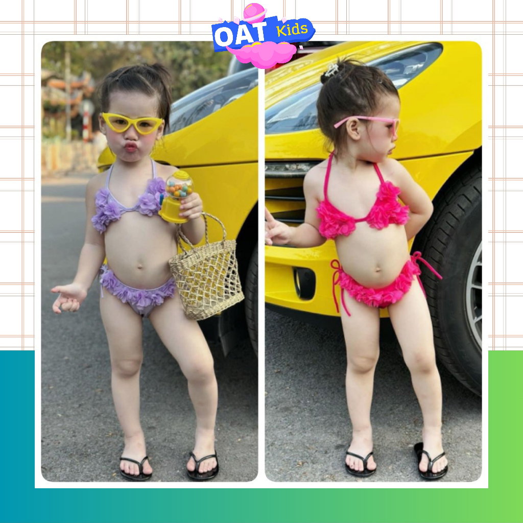 Bikini 2 mảnh cho bé, bộ đồ bơi 2 mảnh kết hoa cho bé gái
