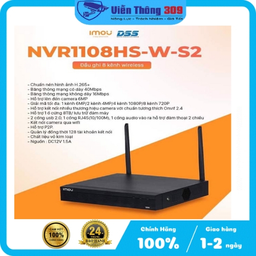 Đầu ghi hình Wifi 4 kênh IMOU NVR1108HS-W-S2, đầu ghi imou không dây hàng chính hãng - 309cctv