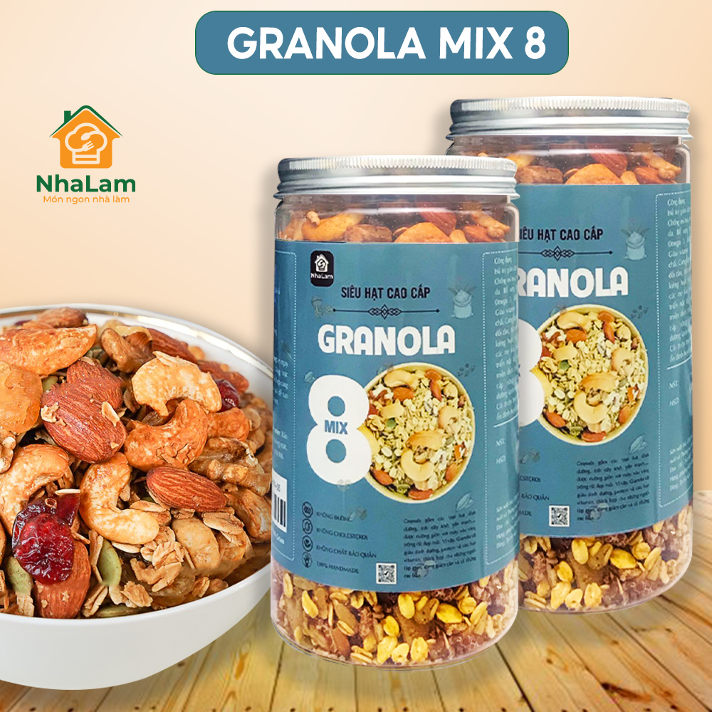 Granola Siêu Hạt Mix 8 Loại Hạt Dinh Dưỡng Hạt Điều, Hạnh Nhân NHALAM FOOD