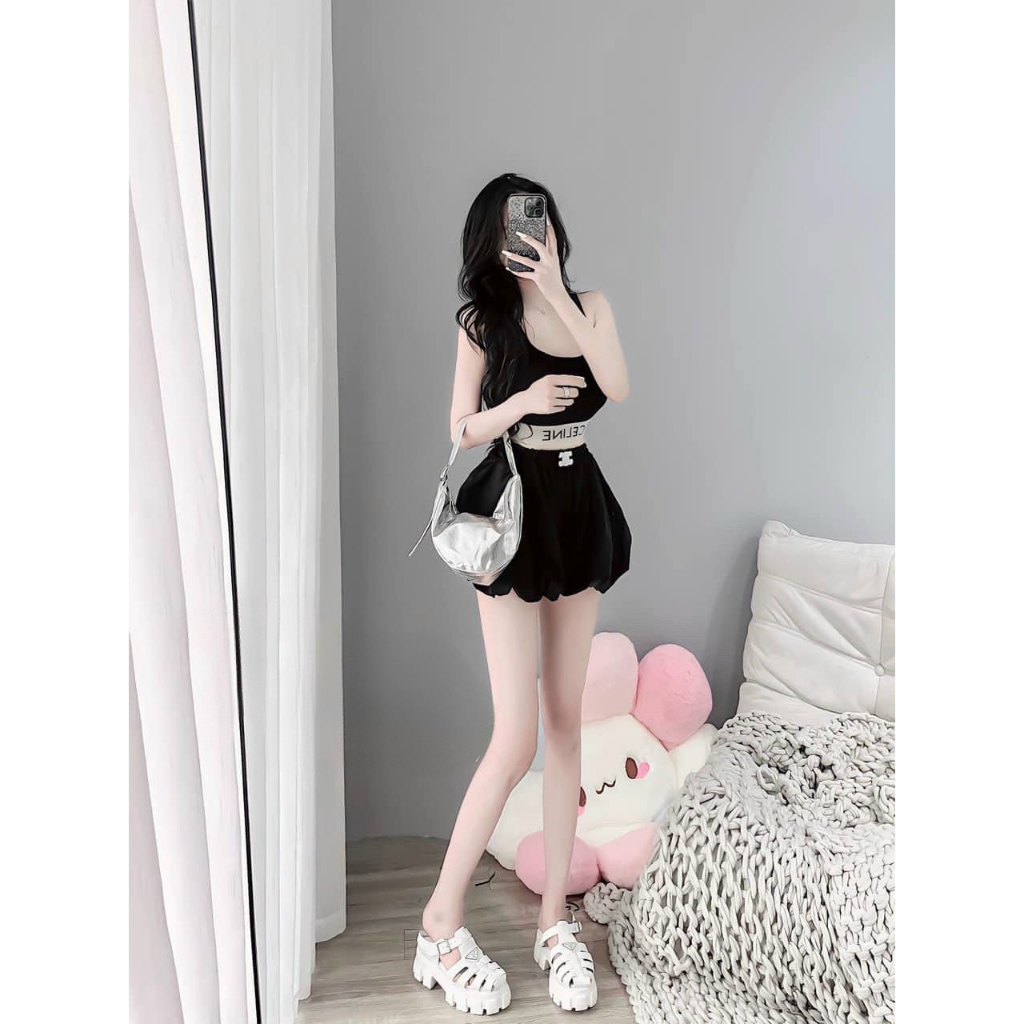 Set bộ đồ nữ 2 dây croptop mix quần ống rộng xinh xắn dành cho các nàng diện ở nhà, đi chơi siêu xinh