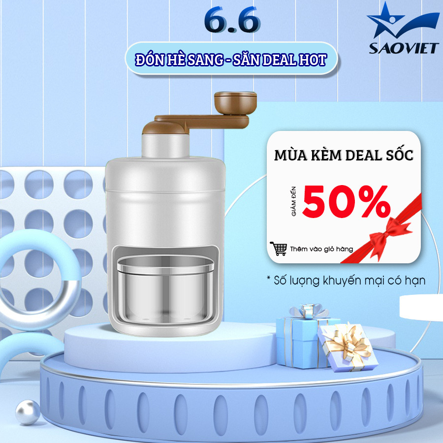 Máy Bào Đá Mini Xay Đá Tuyết Quay Bằng Tay Đa Năng Damas DT555 - Lưỡi Dao Thép Không Gỉ 420 An Toàn Thực Phẩm - Saoviet