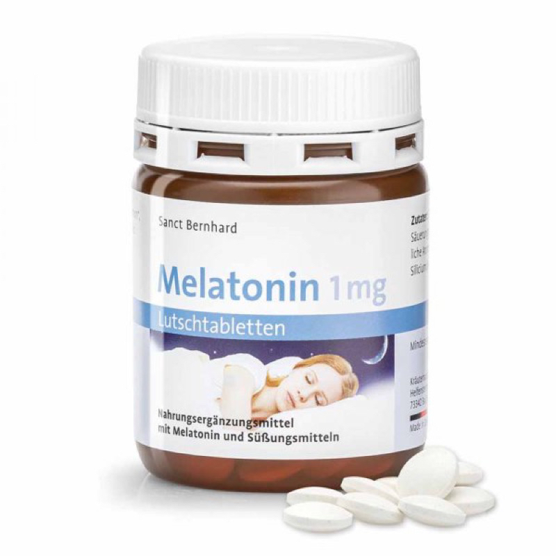 Viên ngậm hỗ trợ mất ngủ Melatonin Sanct Bernhard 1mg - Lọ 120 Viên