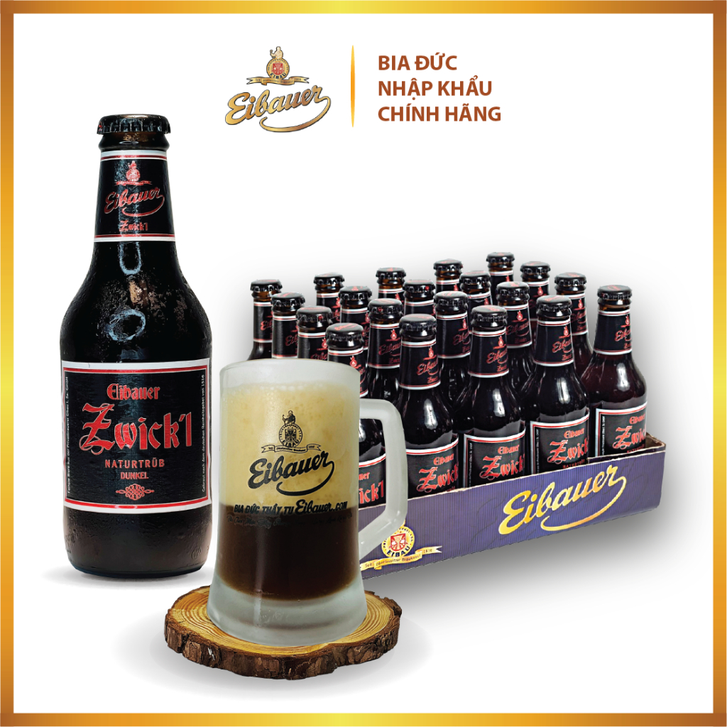 Thùng 20 Chai Bia Thầy Tu EIBAUER ZWICK'L NATURTRÜB DUNKEL 6.7%250ml-Hương Vị Độc Tôn Carame cháy