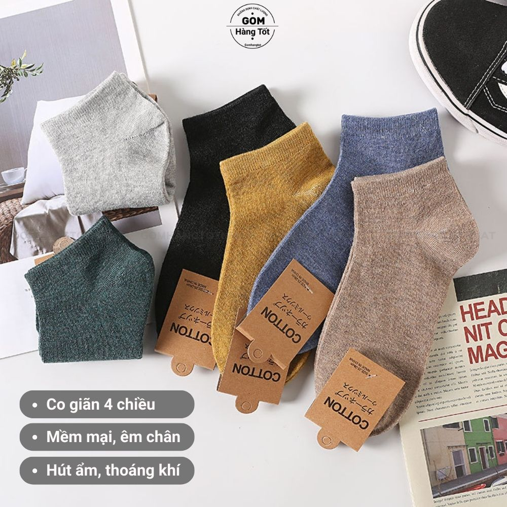 Tất cổ thấp nam nữ đủ màu sắc cá tính, vớ cổ ngắn unisex chất liệu cotton hút ẩm thoáng khí khử mùi hôi - CB023-1DOI