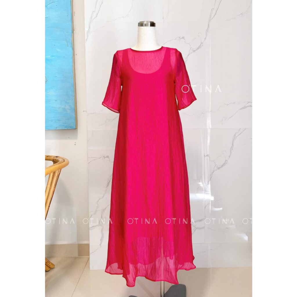 Đầm tơ bọt sen