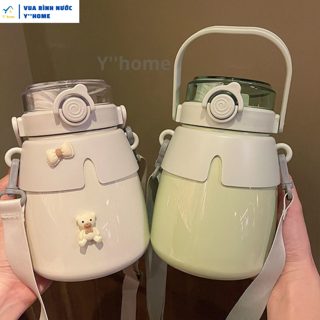 Bình nước giữ nhiệt dễ thương 1100ml dành cho nữ, Bình giữ nhiệt cao cấp mang phong cách trẻ trung, 2 Lớp Inox dày dặn. | BigBuy360 - bigbuy360.vn